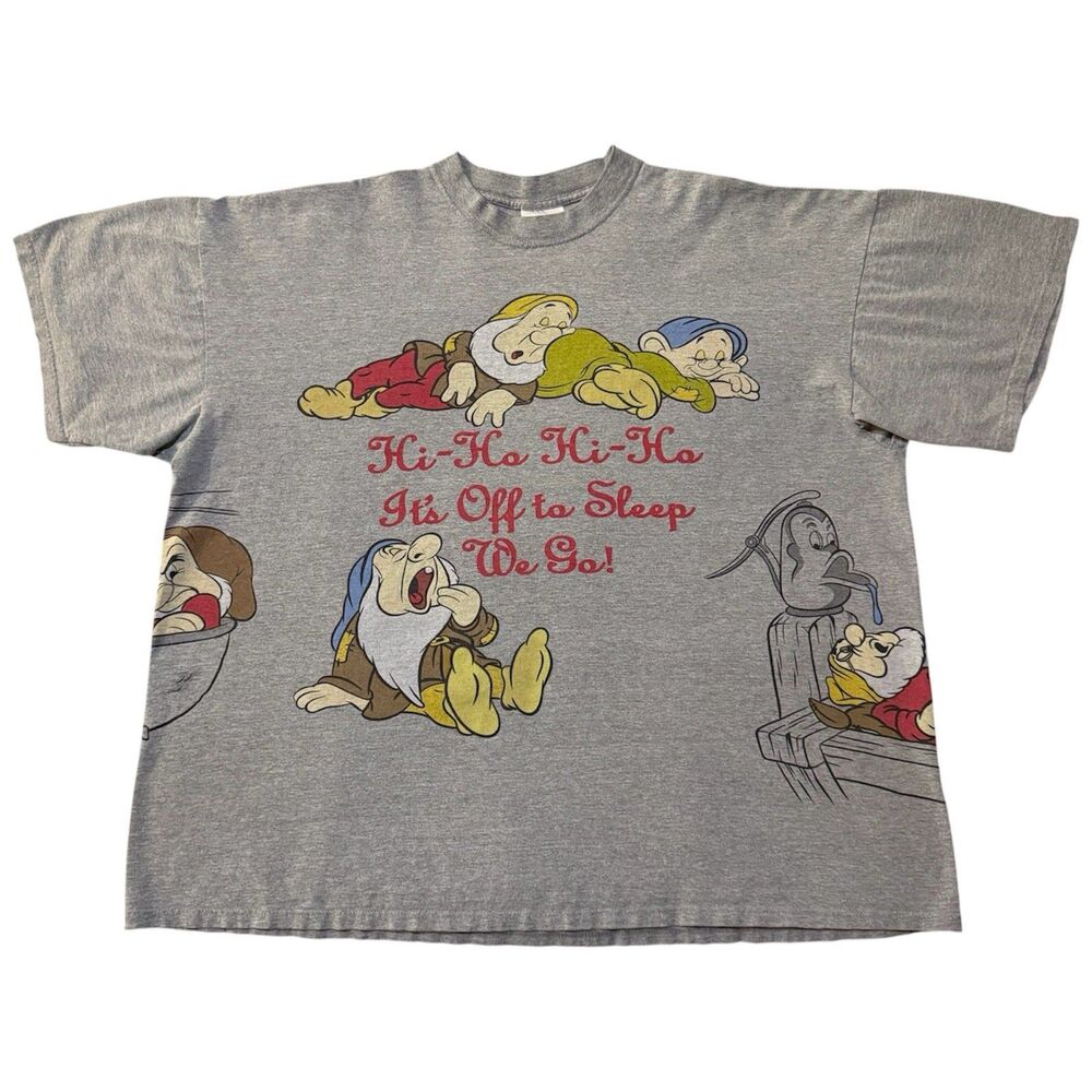 Vintage 90s Disney Snow White Seven Dwarfs All Over Print Shirt Sleep Graphic OS